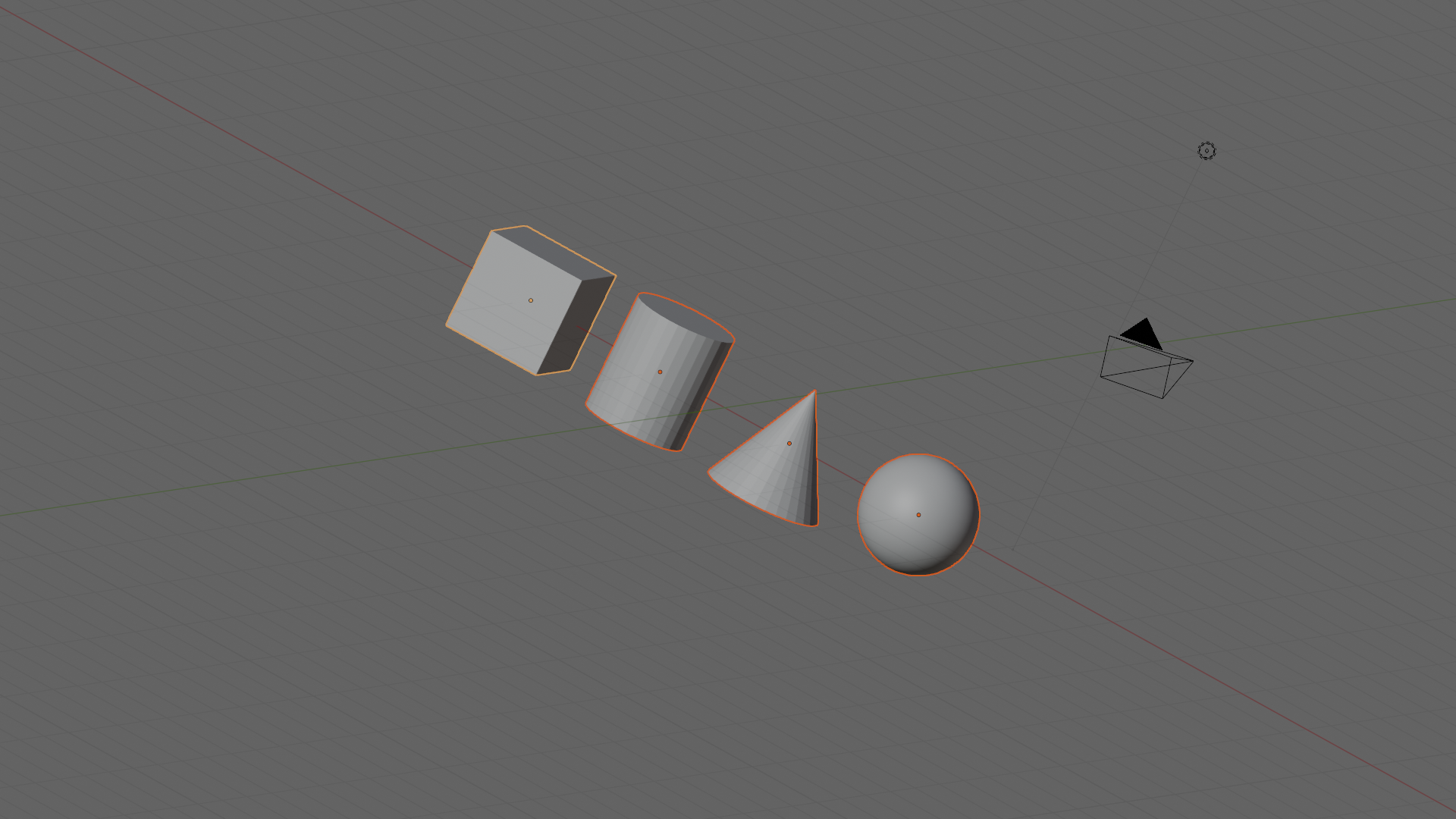 Several objects selected in the viewport, highlighted in orange