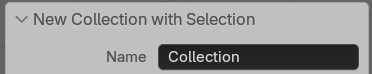 Redo panel open with the Name field for the new collection