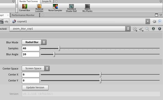 Parameter panel — Radial Blur mode